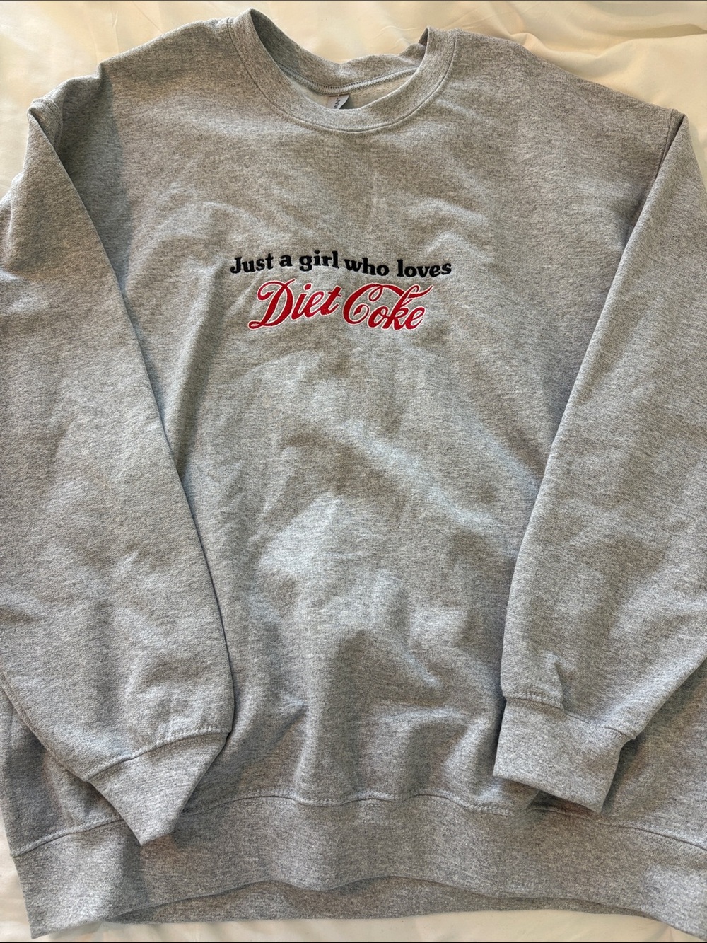 Gildan Gray Sweatshirt with Red and Black Diet Coke Embroidery